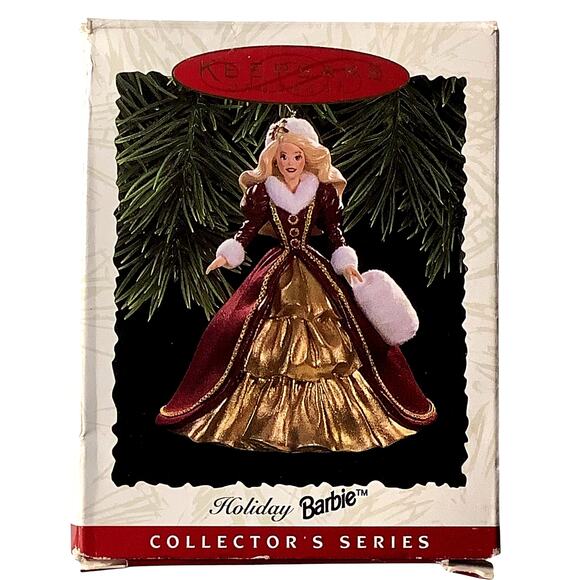 Hallmark 1996 Keepsake Ornament, Holiday Barbie, Red/Gold, 3.5"H x 3"W - Picture 1 of 6